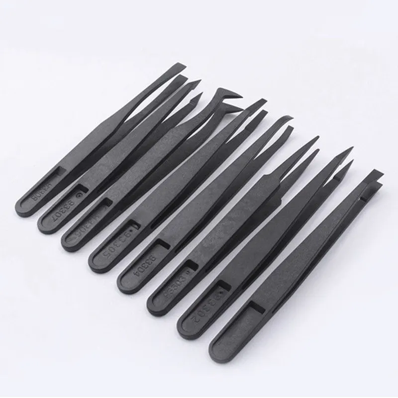 8 видов стилей черный пинцет из углеродного волокна для дизайна ногтей