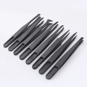 8 видов стилей черный пинцет из углеродного волокна для дизайна ногтей инструменты для выбора геля Стразы антистатические DIY зажим для рук инструменты для ювелирных изделий