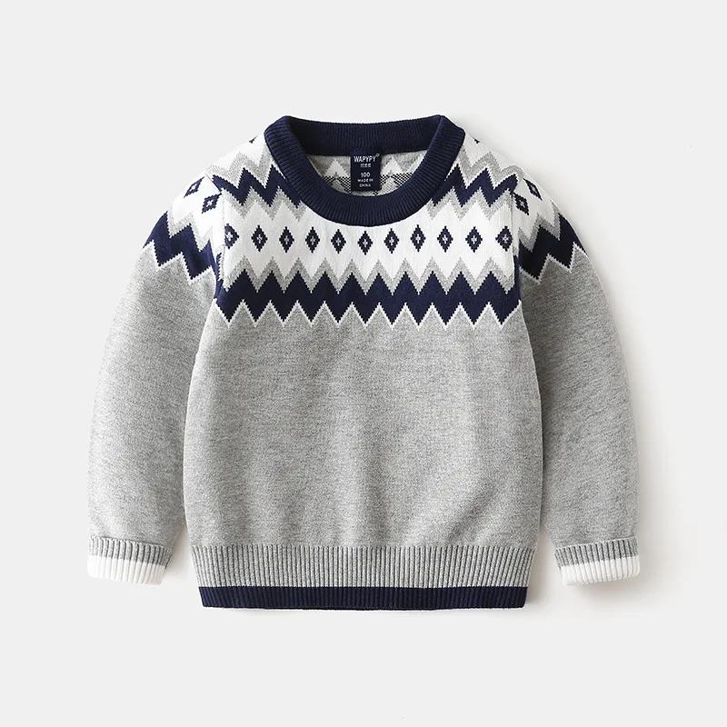 Детский свитер джемпер для мальчиков 2019 г. Осенне-зимний детский вязаный в