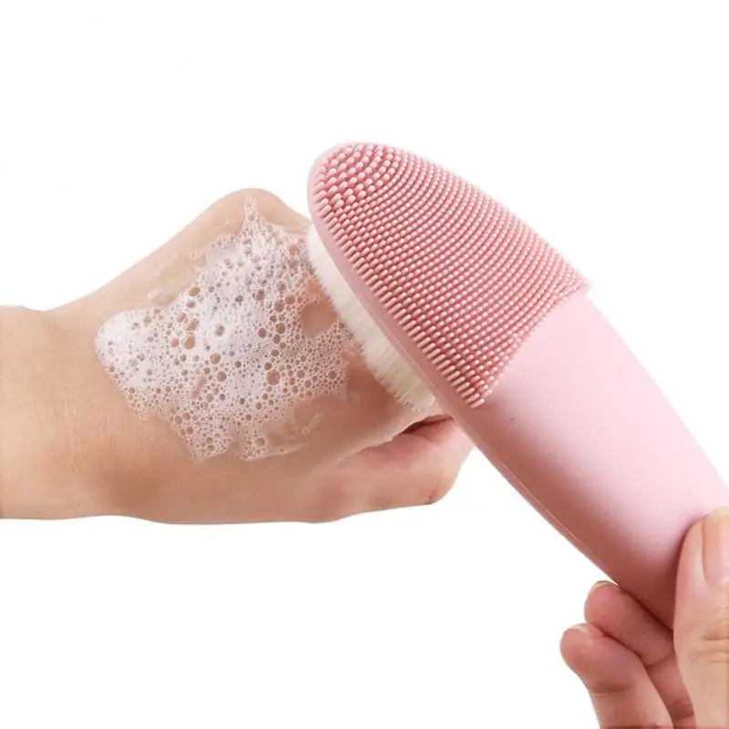 Pink Facial Cleaning Brushes Double-sided Silicone Face Cleaner Skin Care Tool Massage Washing Beauty Product Wholesale | Красота и