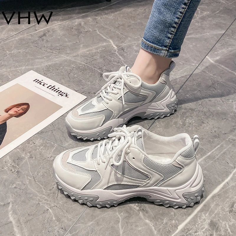 

Women Fashion Sneakers 2021 Spring Autumn Female White Trainers Breathable Mesh Casual Shoes Women Platform Vulcanize Sneakers