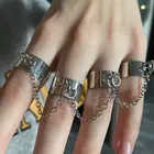 Кольцо женское, многослойное, регулируемое, из сплава, в стиле хип-хоп, на цепочке, открытые, кольца на палец