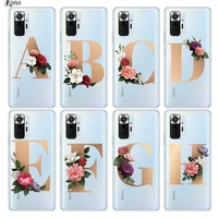 letter alphabet flowers a silicone cover for xiaomi redmi note 10 10s 9 9s pro max 9t 8t 8 7 6 5 pro 5a 4x 4 phone case