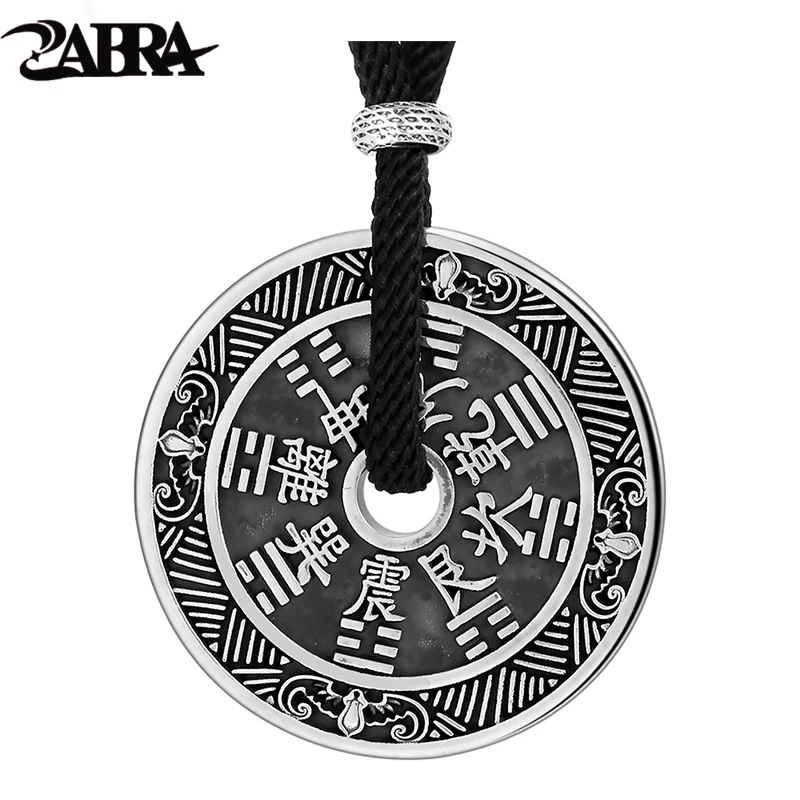 

ZABRA Bagua Pendant Necklace for Man 925 Sterling Silver Couple Pendants Vintage Coin Religion Buddha's Teachings Biker Jewelry