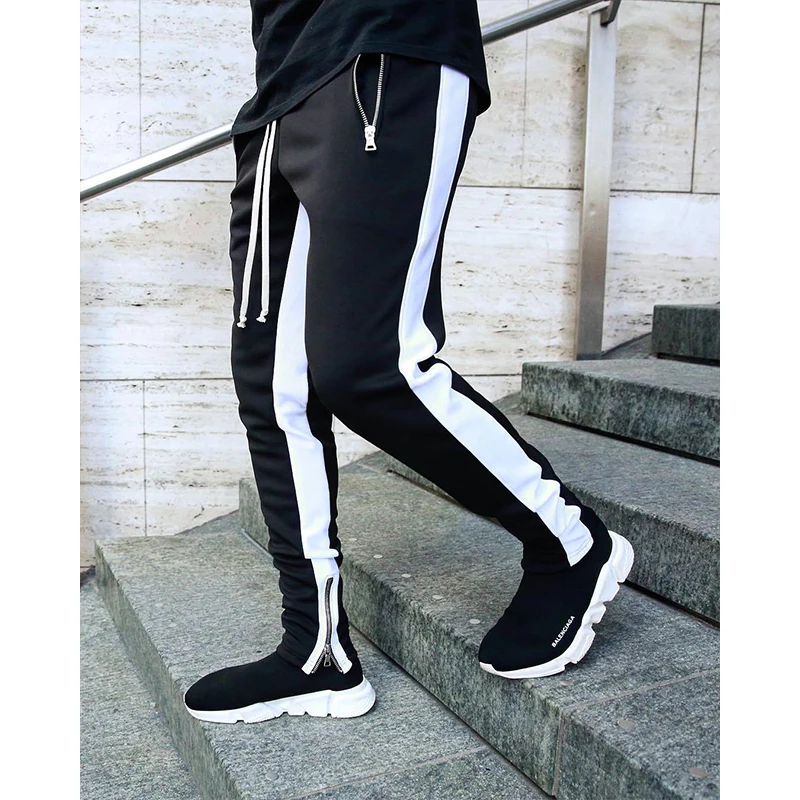 Мужские штаны для бега в стиле хип хоп уличная одежда на молнии с боковой