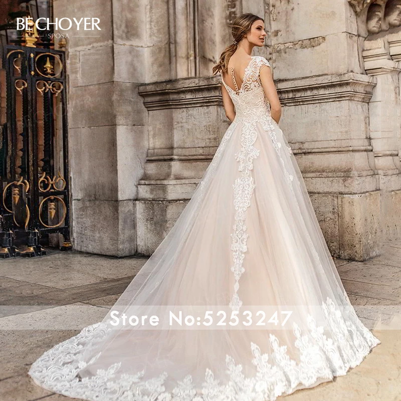 Винтажное свадебное платье с аппликацией Vestido de Noiva кружевное ТРАПЕЦИЕВИДНОЕ для