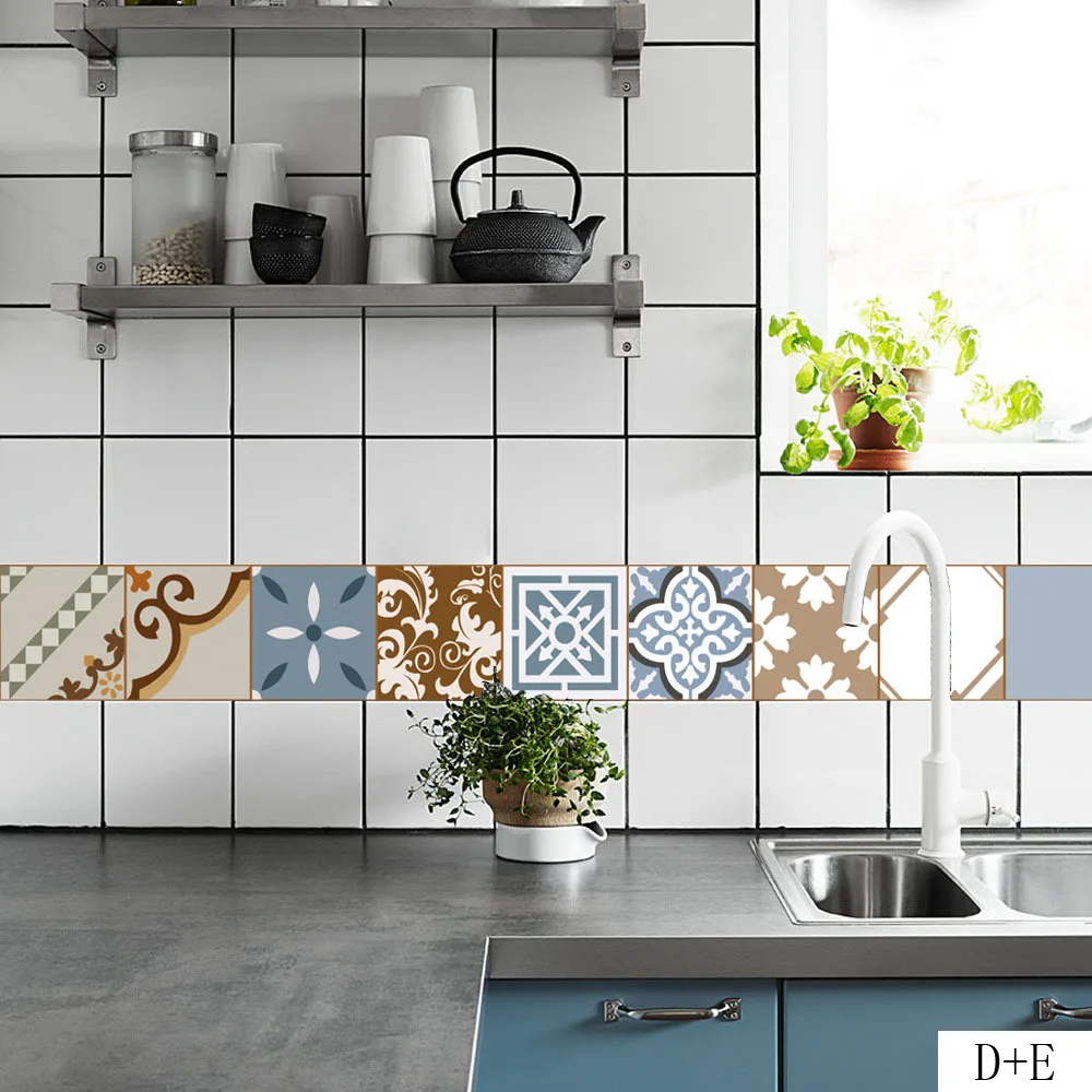 Baroque Style Tile Sticker Retro Pattern Wall Stickers Home Living Room Bedroom Kitchen Decoration | Дом и сад