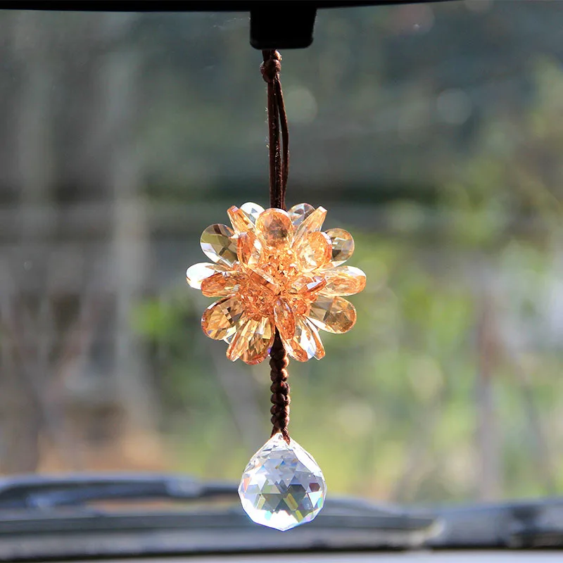 Хрустальные Граненые подвески в форме шара украшения для автомобильного зеркала