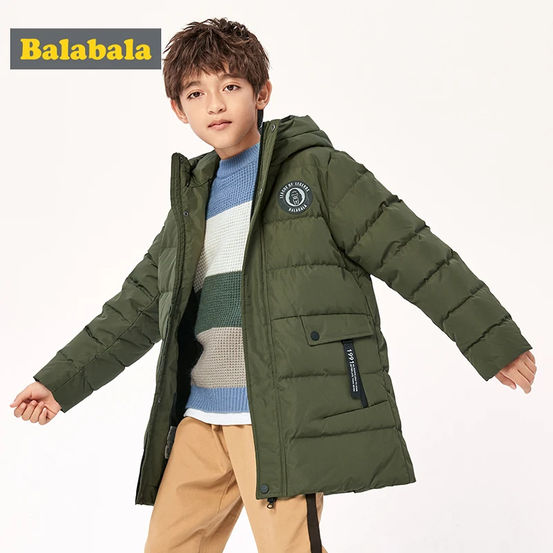 Детский длинный пуховик для мальчиков модная теплая зимняя куртка на утином пуху