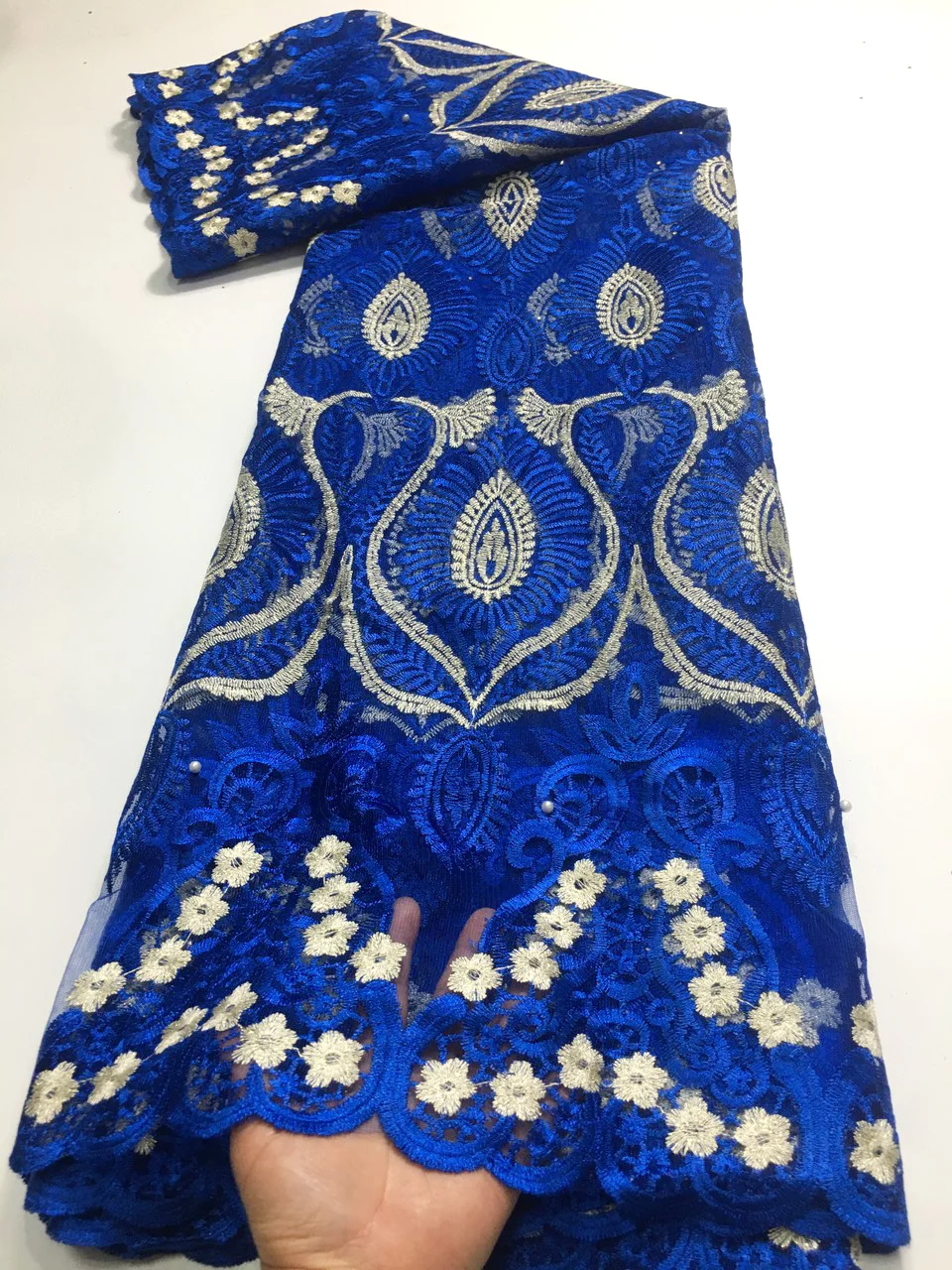 Белый африканская сетчатая кружевная ткань с бусины камни французская высокое