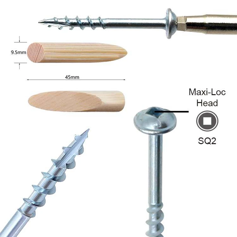 

Pocket-Hole Screw Kit 5 Sizes Fine Coarse Thread Wood Screws Woodworking Pocket Hole Jig