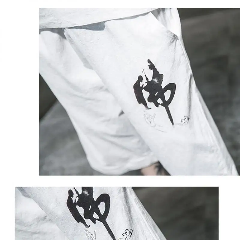 

M-5XL New Summer Men Loose Cotton Linen Two-Piece Set Clothing Chinese Style Suits Outerwear Fashion Casual Loose Male Suits 4XL