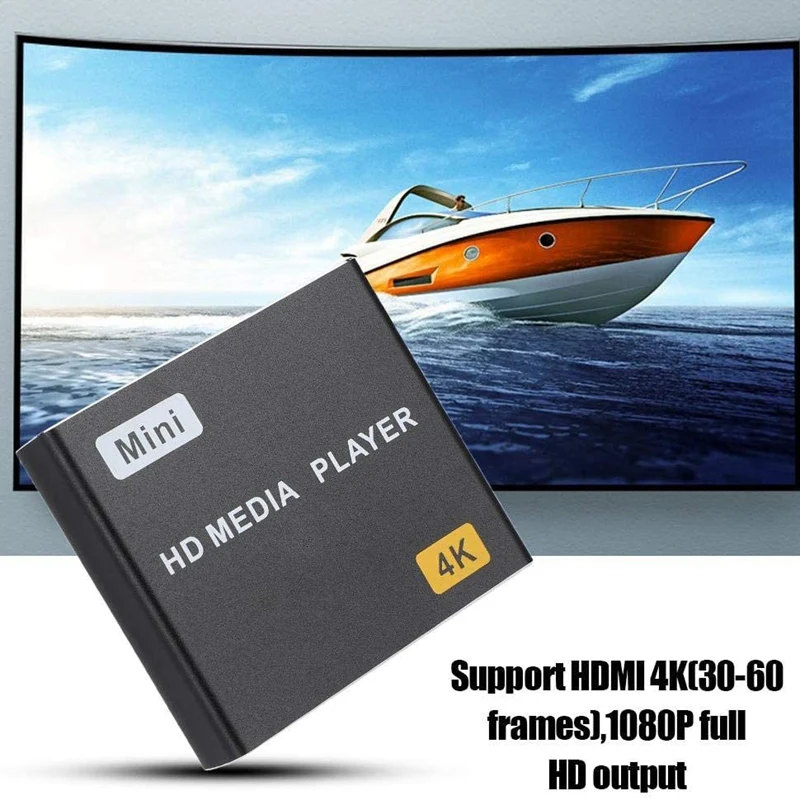 

4K HD Digital Media Player, HDMI Compatible USB-S / SPDIF Media Player Support TF Card with Remote Control EU Plug