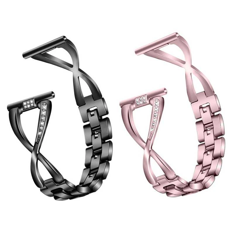 

Band for Fitbit Versa/Versa Lite Smartwatch Bracelet Women Dressy Metal Strap Jewelry Bling