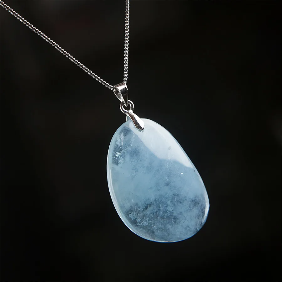 Натуральный голубой аквамарин драгоценный камень кристалл капли воды бусина