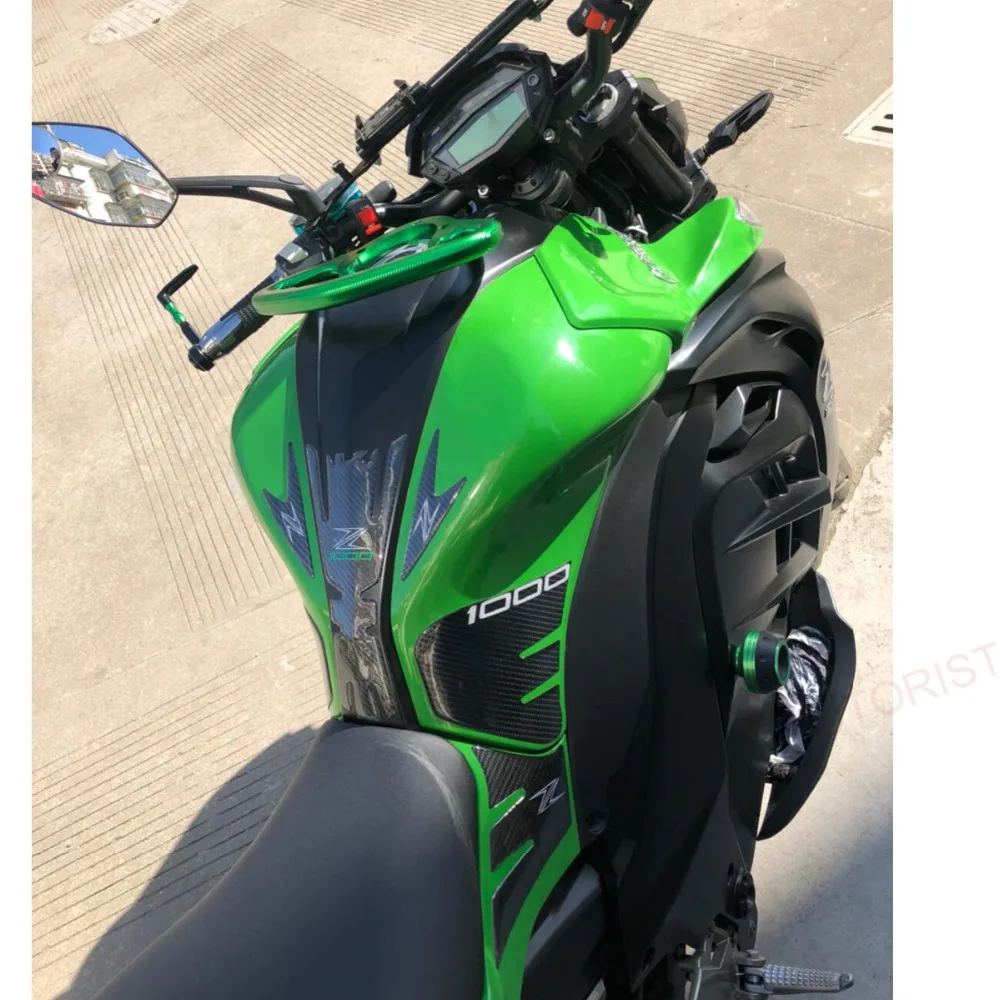 

For Z1000 KAWASAKIZ1000 Z 1000 Motorcycle 3D carbon fiber fuel tank pad sticker Gas Oil Protector Fishbone decorative Decals