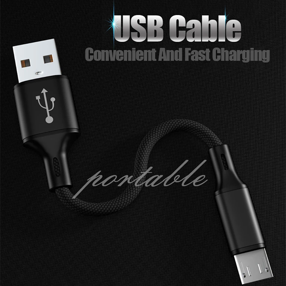 25 см короткий нейлоновый зарядный Дата кабель Micro USB Тип C светящийся для iphone11 Android