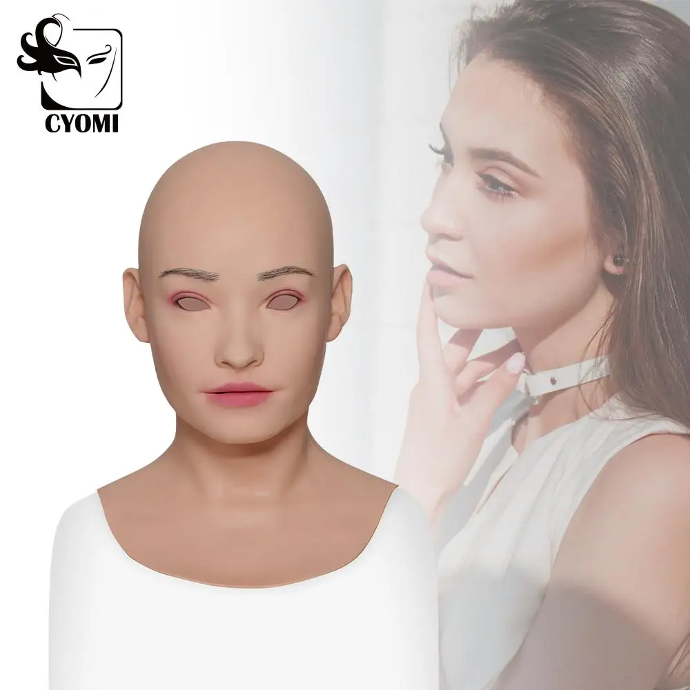 

CYOMI 5G, квадратная маска для лица в стиле Бригитта, новейшая силиконовая маска для лица, полноразмерная маска ручной работы с шеей для трансве...