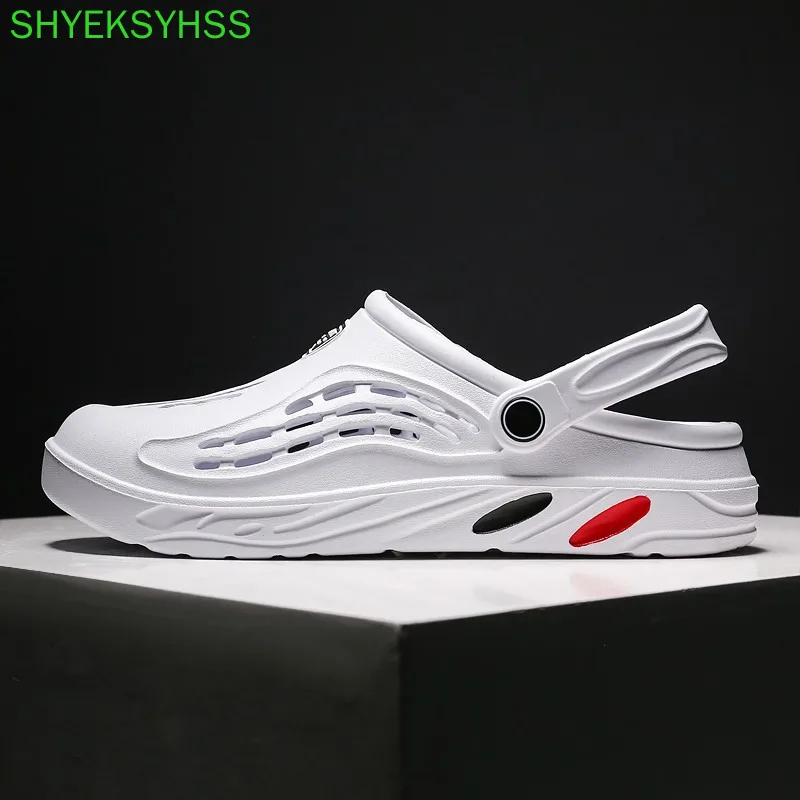 

Clogs Men Sandals Men Shoe Summer Fang Man Hoof Thongs Stamp Garden Beach Black Big Size Slippers for Men's Shoes