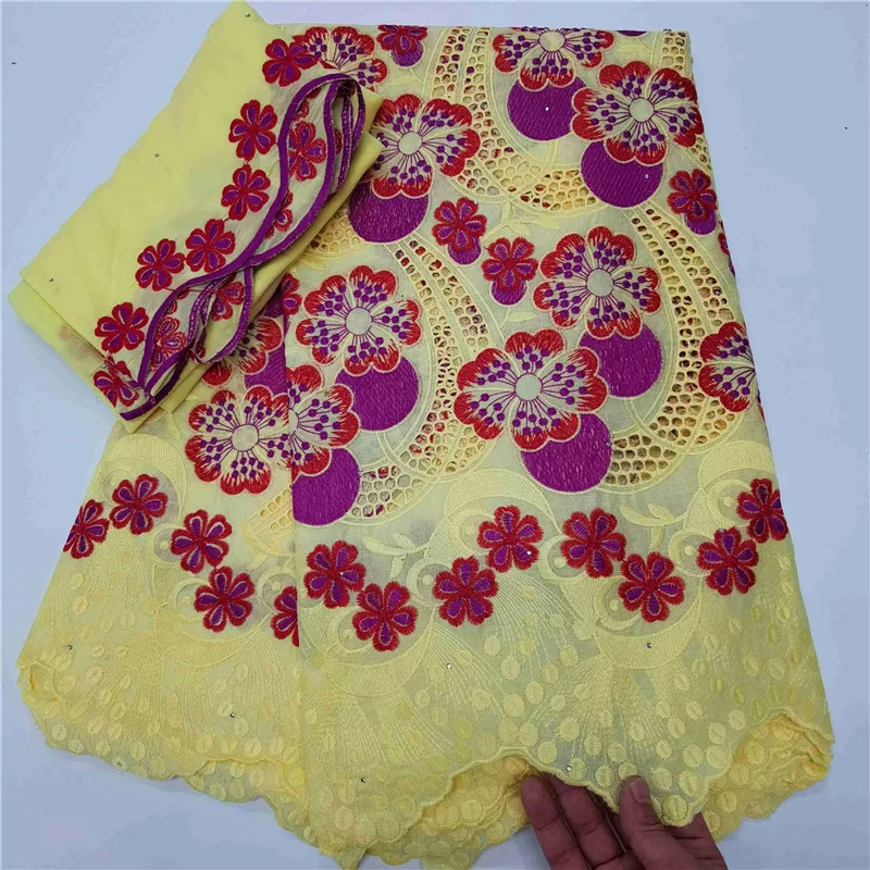 

hollow out cotton lace fabric good quality swiss voile lace with headcraf 5+2yards african cotton lace for dress A321225