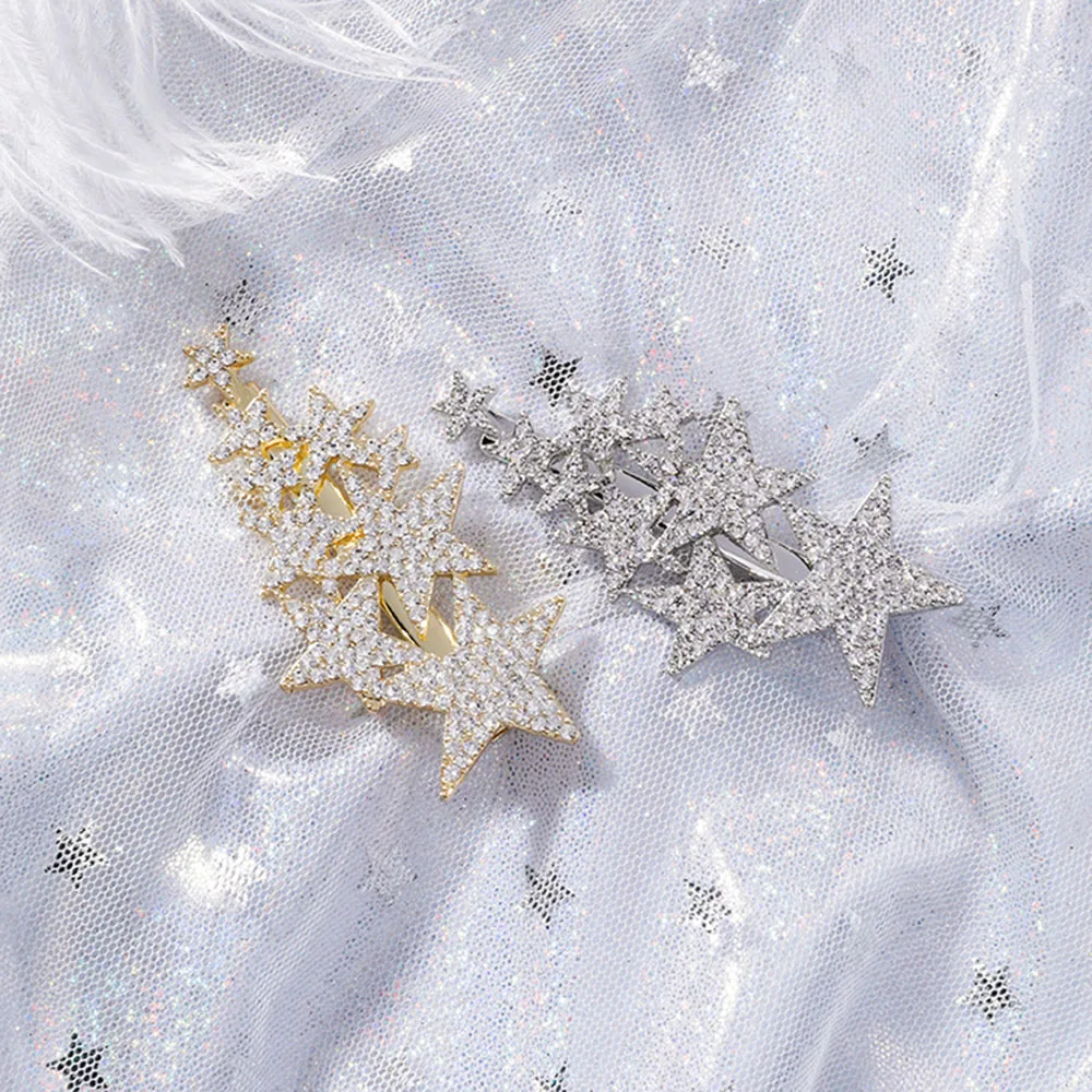 Новые блестящие звезды заколки Стразы шпильки заколка для волос милая повязка на
