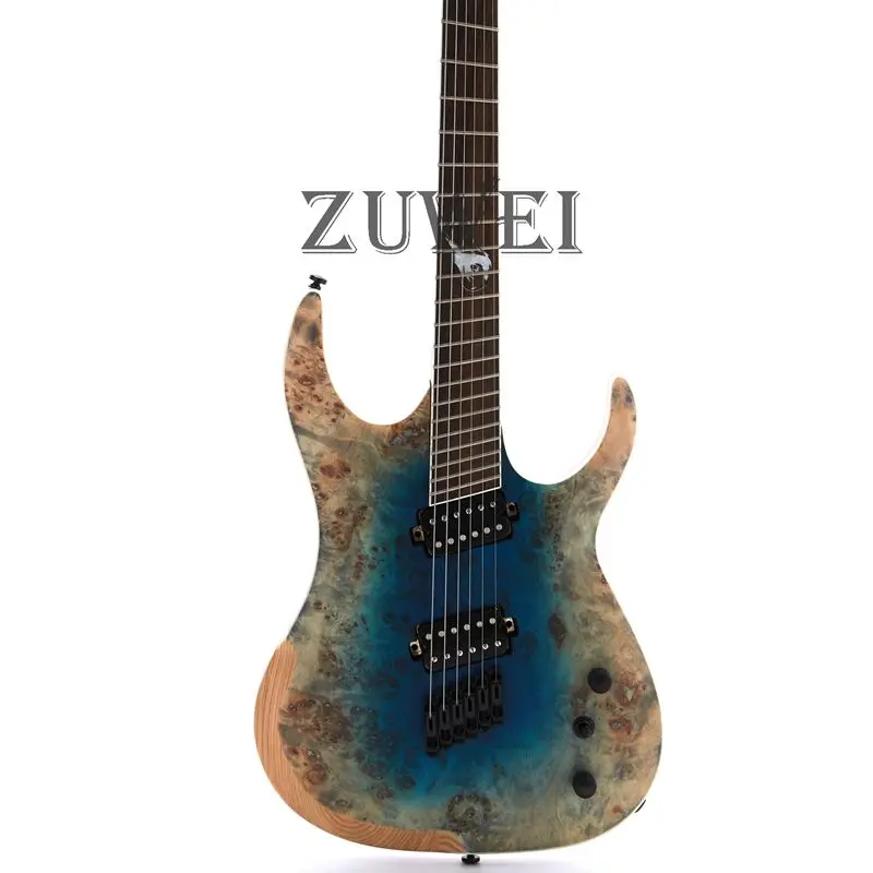 

High Quality 6/7/8 Strings Electric Guitar Burl Top ,Locking Tuner ,ASH Body 5piece Mahogany Neck XP