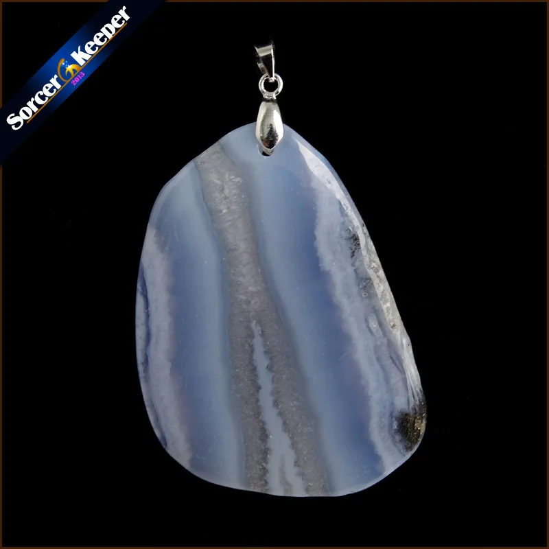 Настоящее натуральное драгоценное камень синий халцедон Кристалл ожерелье и