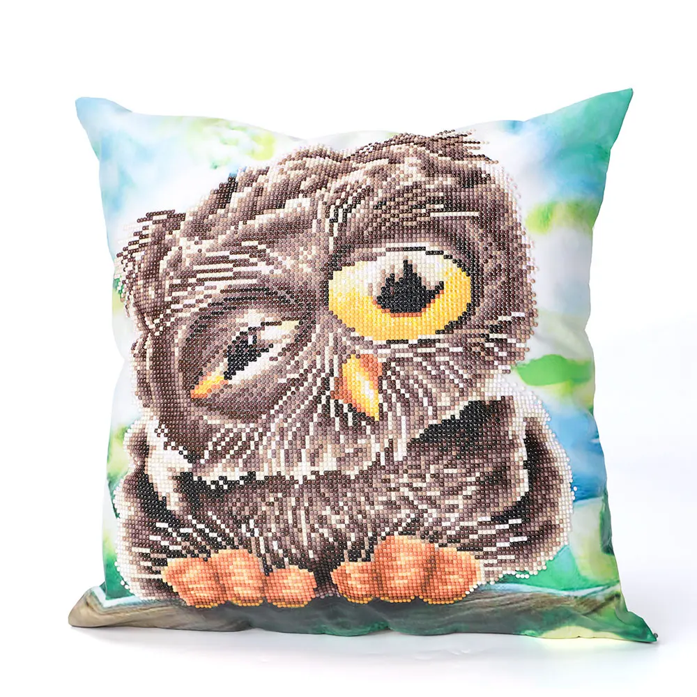 5D Diamond Painting Owl Cushion Cover Replacement Throwing Pillow Case Partial Round Drill Kits DIY Mosaic Cross Stitch Handmade
