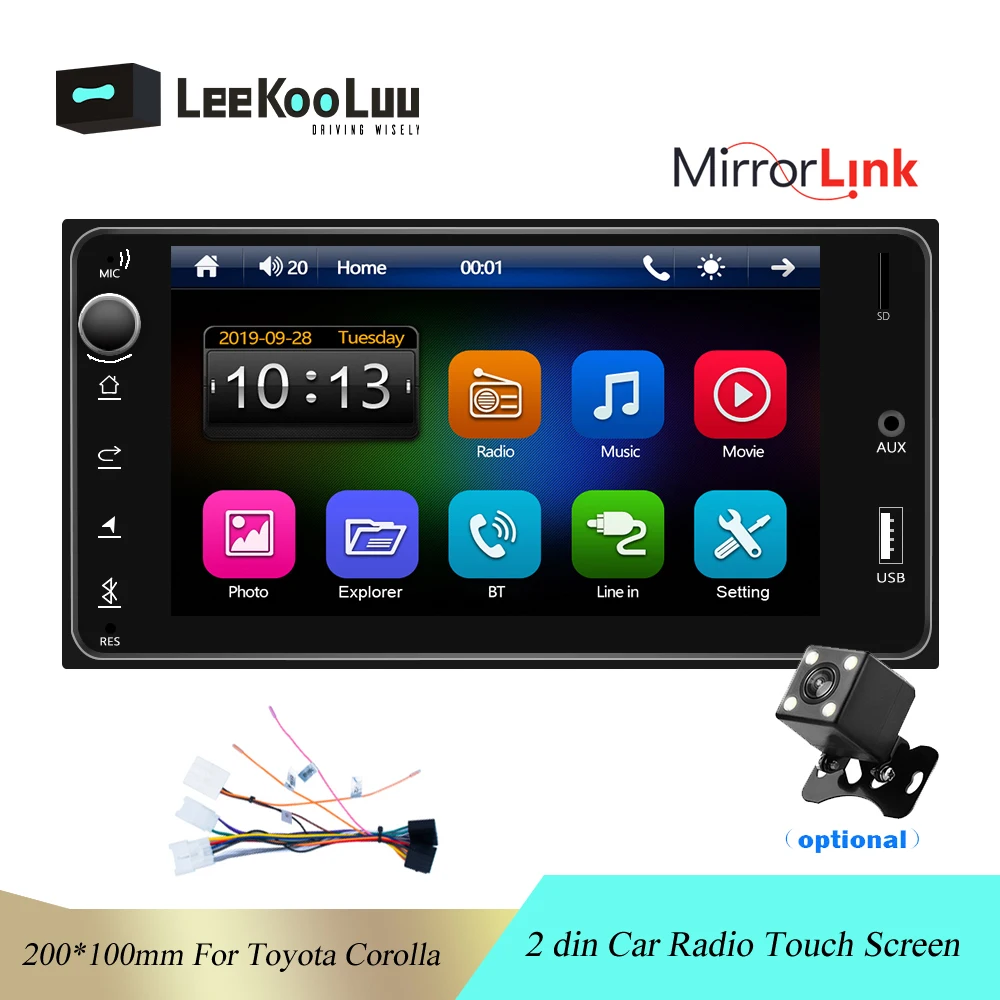Автомагнитола LeeKooLu 2 Din 7 ''HD сенсорный экран автомобильный MP5 плеер Mirror Link