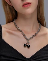 minar punk black cherry pendant necklaces for women girls alloy metal chain enamel chokers necklace statement party accessories