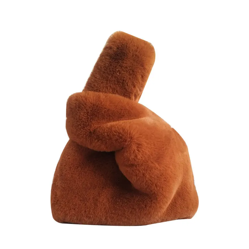 

Winter Plush Tote Bag Women Luxury Faux Fur Bag Small Handbag Solid Color Ladies Party Hand Bags Fashion Soft Vest Handbags New