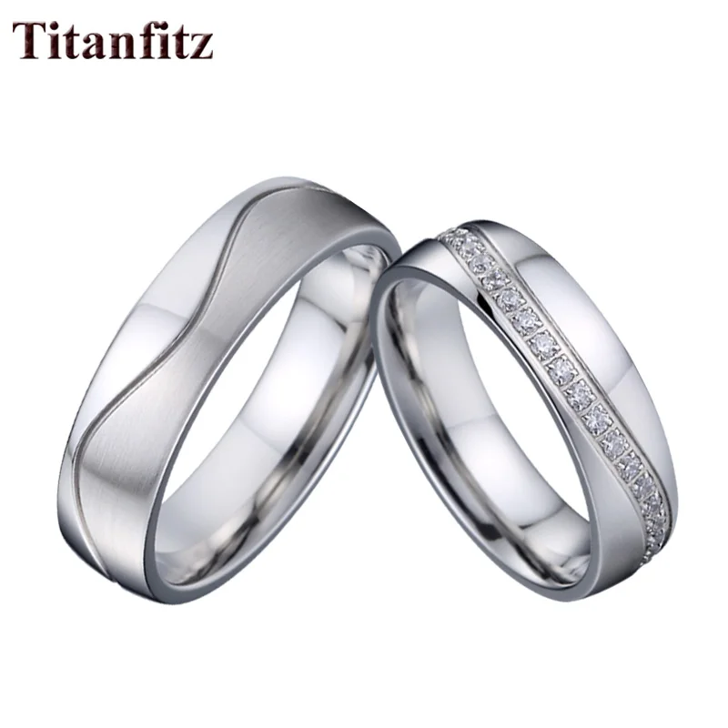 Набор обручальных колец серебряного цвета для мужчин и женщин с кубическим