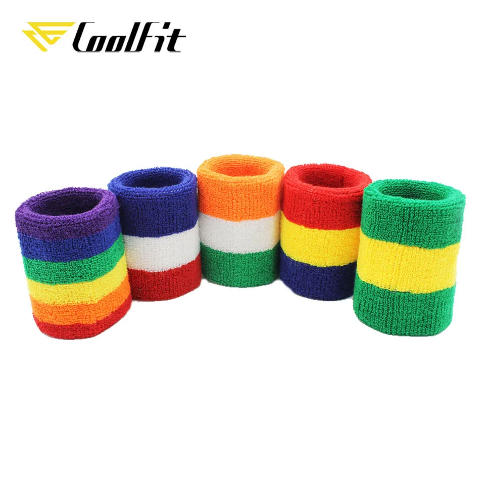 CoolFit Cotton Unisex Sport Sweatband Wristband Wrist Protector Running Badminton Basketball Brace Terry Cloth Sweat Band | Спорт и