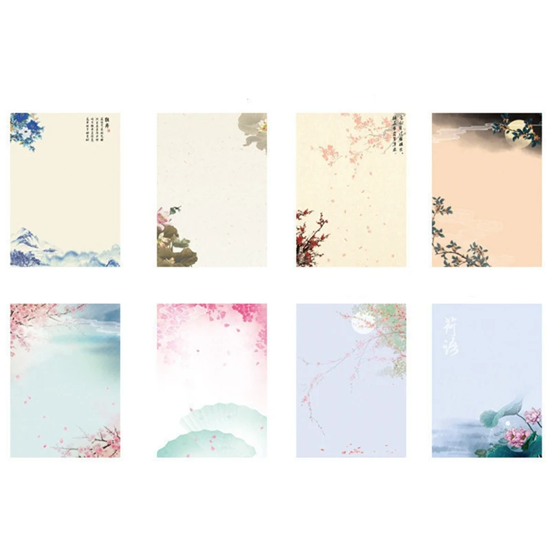 

8pcs/lot Vintage Retro Chinese Ancient Style Flower Letter Paper Set Stationery Letter Pad For School Office