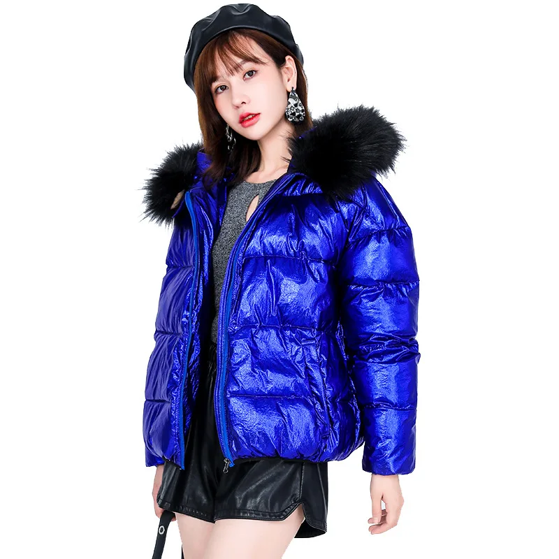 

2019 fashion new cotton clothes Coat Women short loose loose pearl cotton Down Jacket Big fur collar casual Women Jacket L67