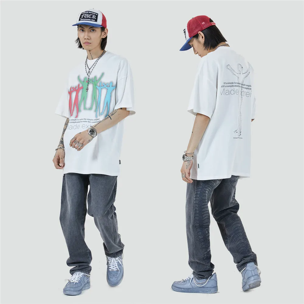 

LINDSEY SEADER Men's T-shirt Hip Hop Oversized Print 2021 Casual Harajuku Streetwear Summer Short Sleeve cotton Tops Tee Tshirt