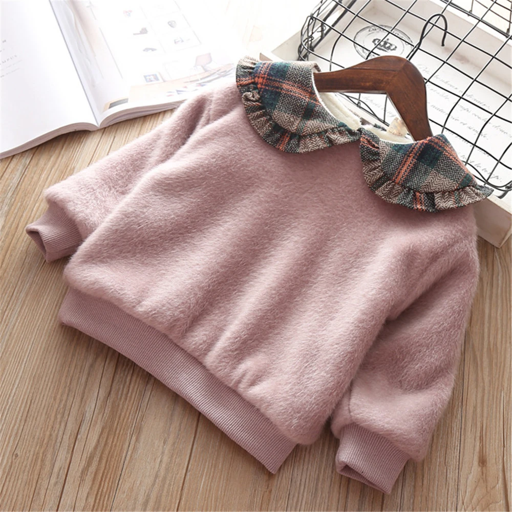 Новая осенне-зимняя одежда для маленьких девочек теплый свитер в клетку с