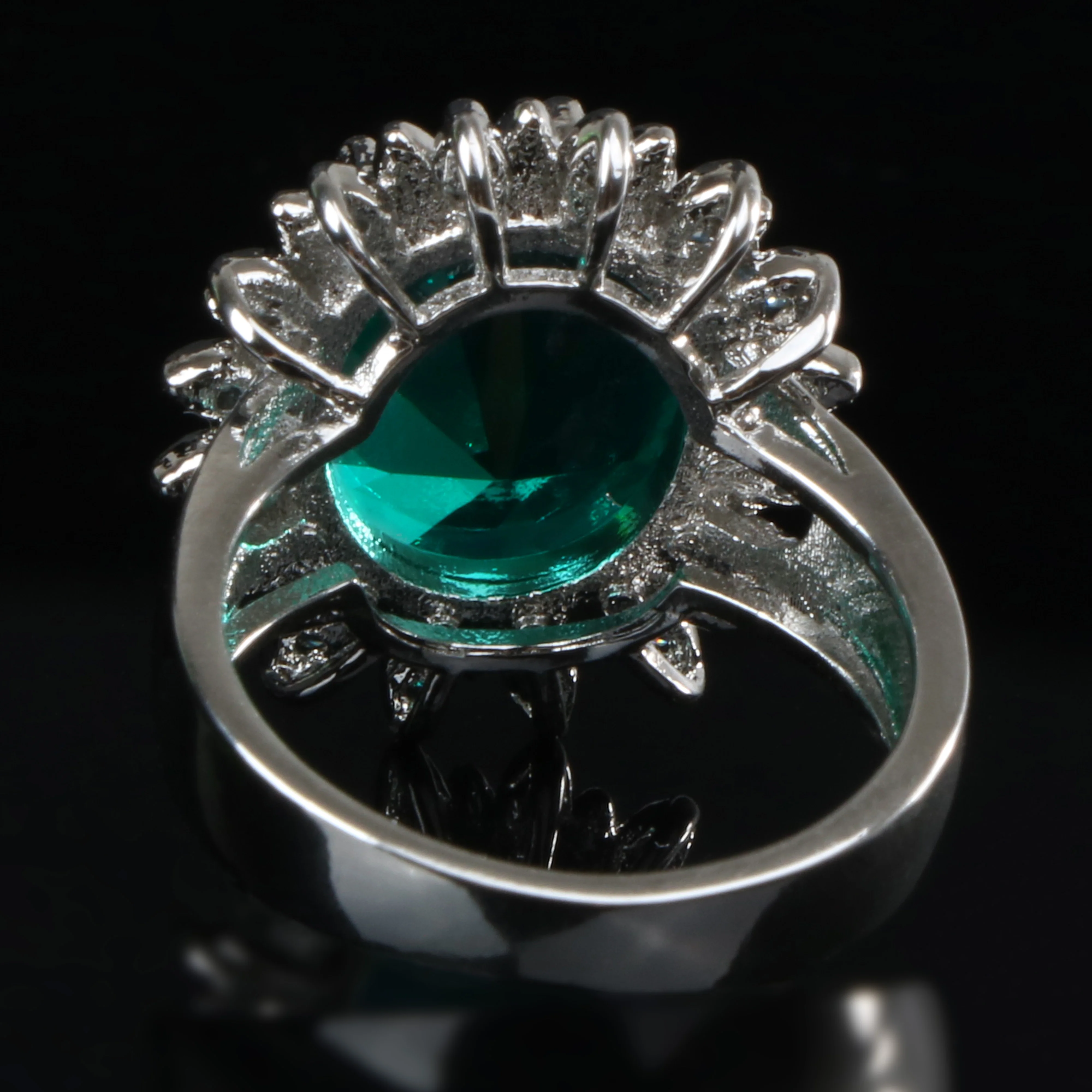 Jellystory элегантные овальные рамки для картин Изумрудный gemstone кольца женщин 925