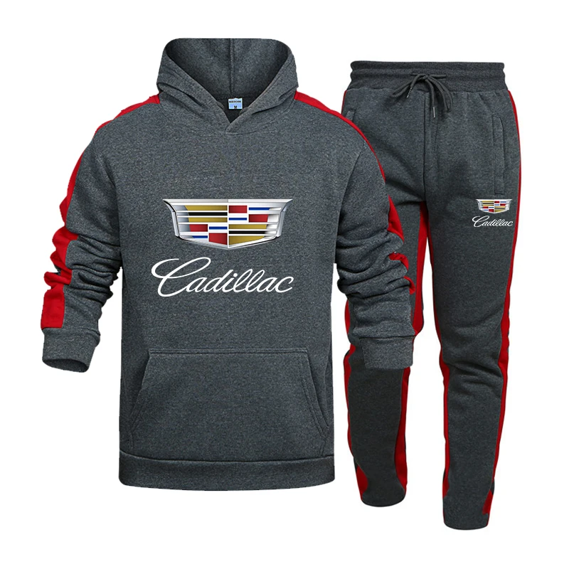 

2021 spring and autumn CADILLAS car logo men's fashion hip-hop casual sports suit hooded/sweater + pants jogging sportswear