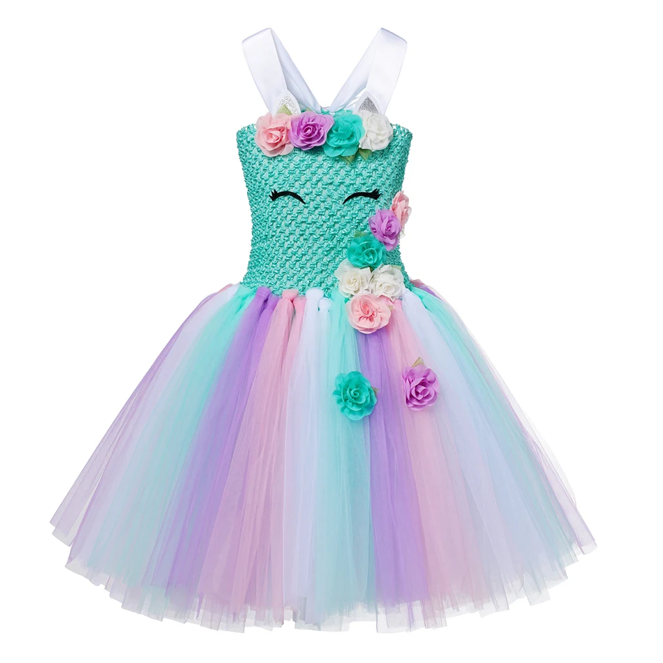 Платье с единорогом платье-пачка для дня рождения девочек платье вязаный Топ