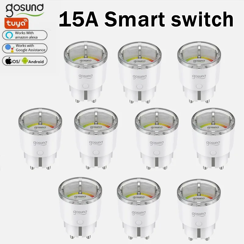 Gosund Tuya15A интеллектуальная беспроводная (Wi Fi) электрической розетки умный дом ЕС