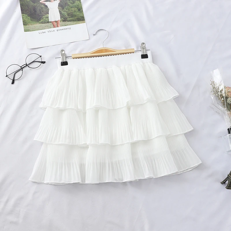 Мини юбка женская плиссированная трехслойная трапециевидная Повседневная