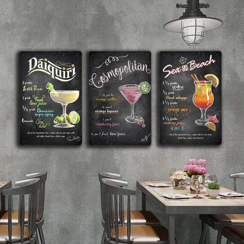 Винтажный металлический настенный постер с изображением холодного чая на