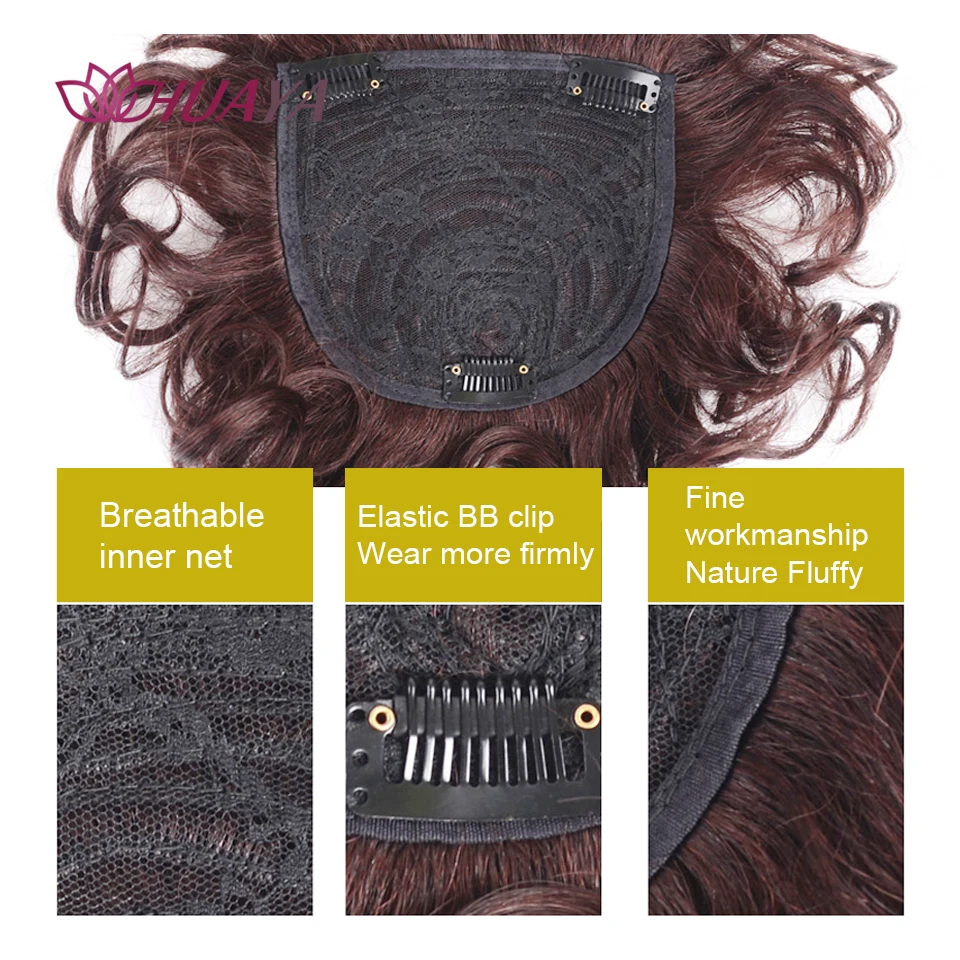 HUAYA Short Curly Replacement Hair Piece With Bangs Cover White Hair Toupee Clip In Natural Hair Bangs Fringe Hair Pieces