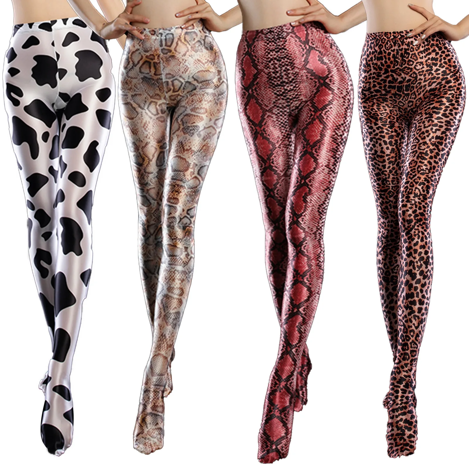 

Women Leggings Stocking Women Stylish Cow/Snakeskin/ Leopard Print Leggings Ladies Mid Waist Pantyhose Skinny Push Up Pants