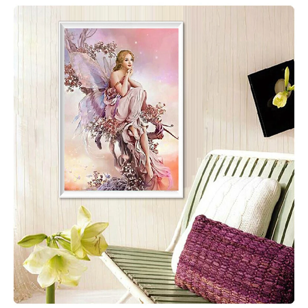 

Diamond painting butterfly elf beauty cartoon handmade DIY production round diamond home decoration 2020 new cross stitch
