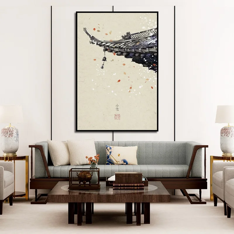 

China's 24 Solar Terms Poster Light Snow Eaves Picture Canvas Painting Living Room Home Wall Painting Decor