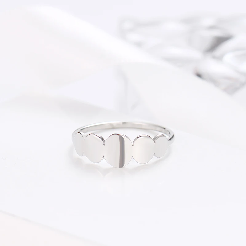 Silver DOTIFI модные золотые и серебряные кольца женские 316L нержавеющая сталь геометрические круглые вечерние подарок E35 - Цвет основного камня: Silver