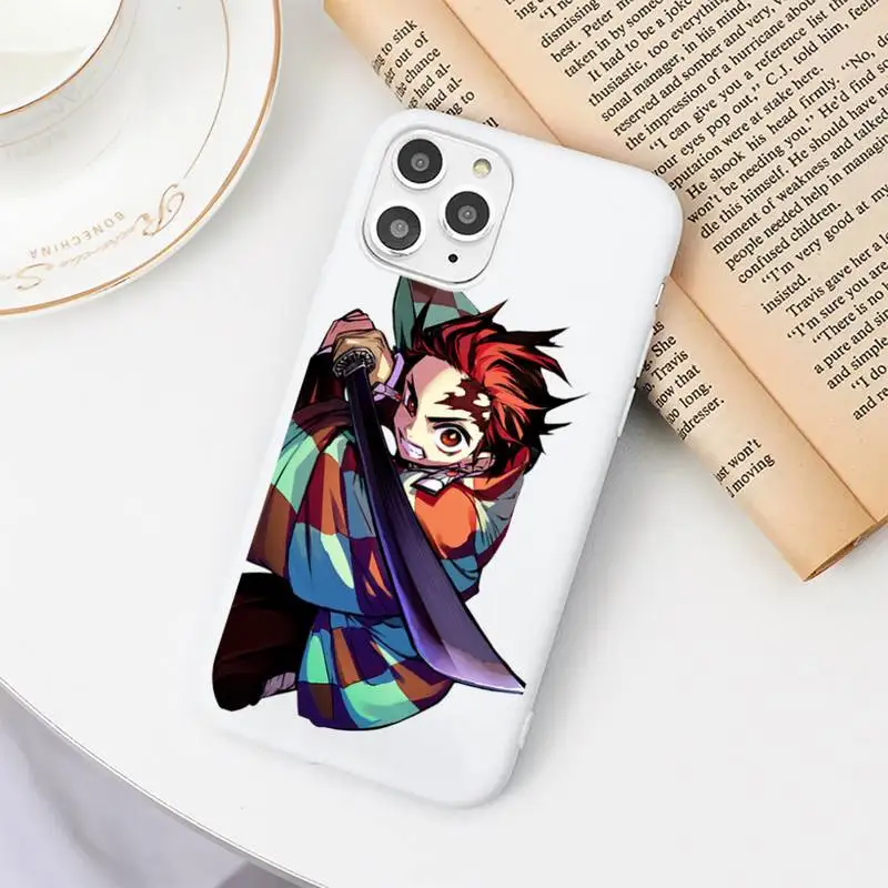

Demon Slayer Phone Case Candy Color White for iPhone 11 pro XS MAX 8 7 6 6S Plus X 5S SE 2020 XR