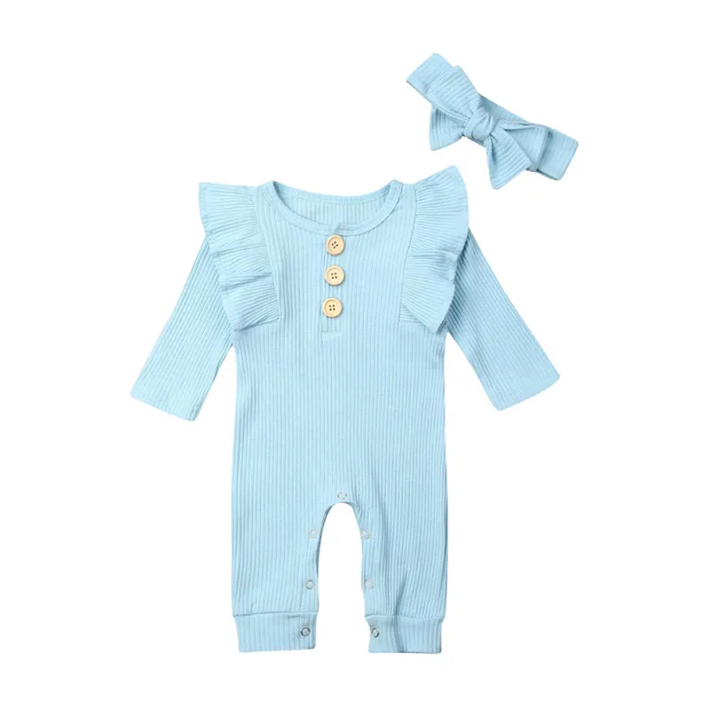

CANIS casual Newborn Baby clothing Boys Girls unisex Long Sleeve Romper Jumpsuit + headwear set 2pcs Overall Knitted Clothes Set